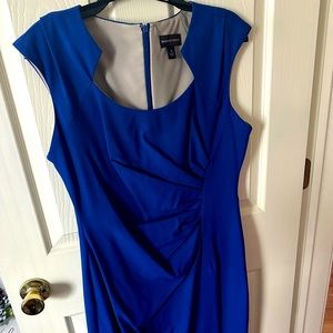 Blue fitted sheath dress